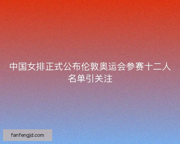 中国女排正式公布伦敦奥运会参赛十二人名单引关注