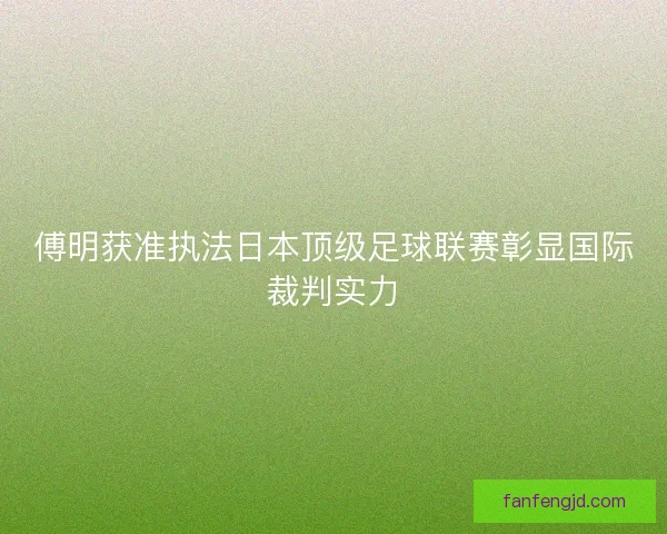 傅明获准执法日本顶级足球联赛彰显国际裁判实力